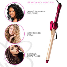 Load image into Gallery viewer, mr big curling iron, curling long hair, babybliss, baby bliss, curling iron for long hair, best curling iron for long hair, extra long barrel, extended barrel curling iron, beach waves, beachy waves, hot tools,
