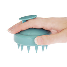 Load image into Gallery viewer, Scalp massager for hair growth and massaging scalp.  Reduces hair loss and stimulates hair follicles. Aqua color. Use wet or dry. Flexible soft massagers with medium flexibility for maximum massage!
