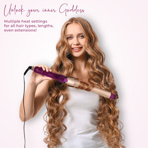 Goddess Iron - XL Digital Curling Iron with Built-in Memory, Multiple Settings, and Dual Voltage